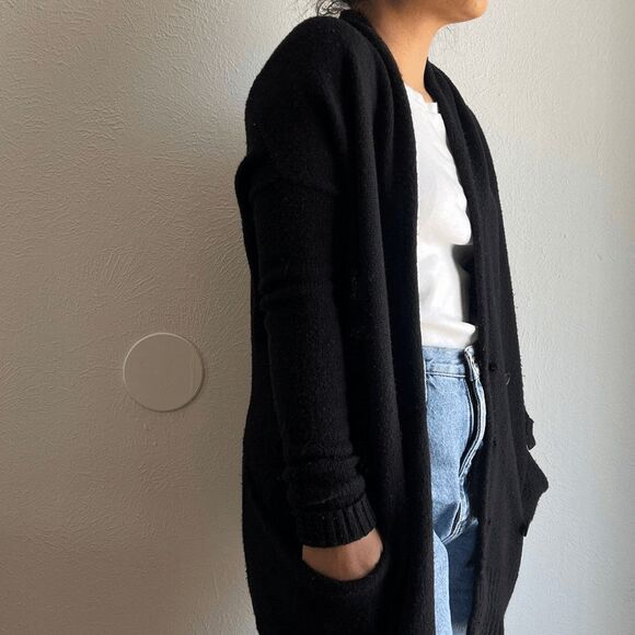 BCBG Max Azria Black Wool cashmere button down Cardigan Sweater duster shawl XS - Picture 13 of 13